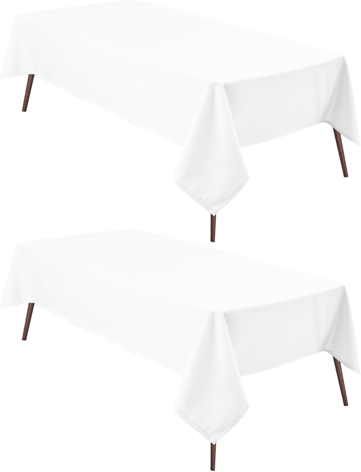 Hiasan 2 Pieces White Rectangle Tablecloth - Waterproof and Spillproof Restaurant Washable Polyester Table Cloth for Dining Room, 90 x 132 Inch