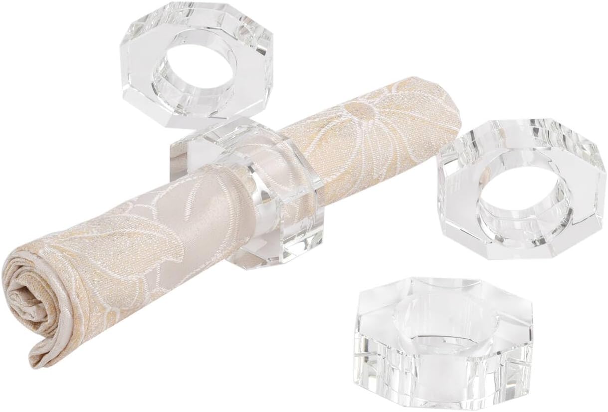 Crystal Napkin Rings, Elegant Table Decor Holders for Wedding, Christmas, Thanksgiving, Holiday Dining, 12 Pack