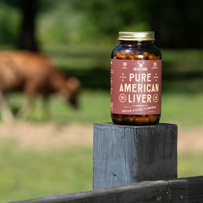 HEART & SOIL – American Liver Supplement – 3000mg Grass-Fed Beef Liver, Rich in Vitamin A, B12, Iron & Peptides – Non-GMO, Allergen-Free – 180 Capsules
