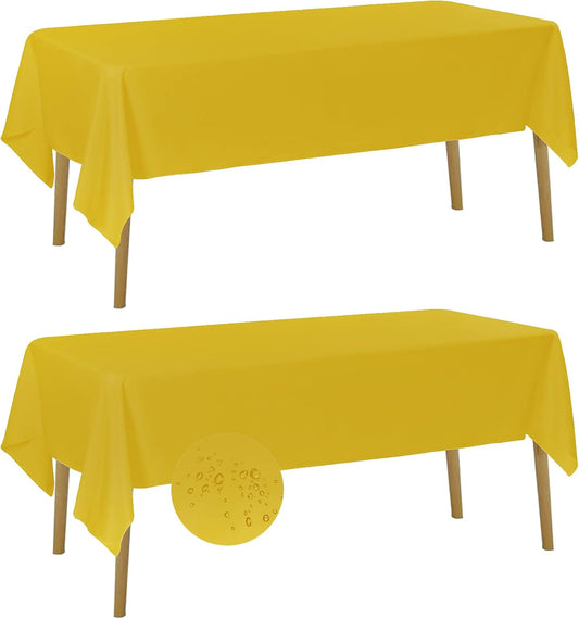 Fokitut 2 Pack Waterproof Rectangle Tablecloth, 60x102 Inch, Stain Resistant and Wrinkle Polyester Table Cloth, Fabric Table Cover for Kitchen Dining, Wedding, Party, Holiday Dinner-Yellow