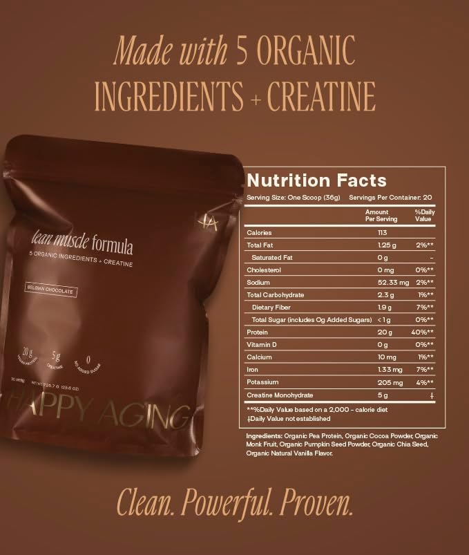 20g Vegan Protein Powder | Plant-Based Chocolate Flavor | with 5g Creatine for Muscle Recovery, Energy & Strength | Gluten-Free, Dairy-Free