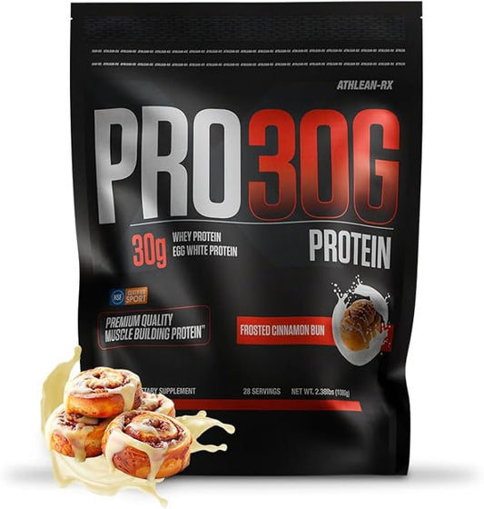 ATHLEAN-X PRO-30G, Premium Whey Protein Isolate Powder, Frosted Cinnamon Bun, Gluten-Free, Low Sugar, 30g of High Protein Powder for Muscle Recovery & Growth