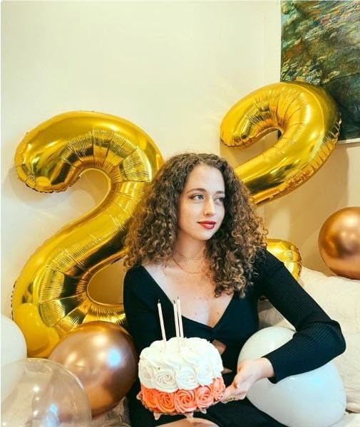 Big 40 Inch Gold 2 Number Balloon Birthday Decoration, Number 2 Helium Balloons 12 20 22 23 24 26 28 32 42 Celebration, Boy Girl Baby Anniversary Party Graduations Supplies