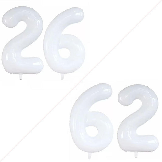 GOER Number 26 Balloons for 26th Birthday Party Decorations,42 Inch Jumbo Foil Helium 62 Balloons for 62nd Birthday Party Decoration (White)