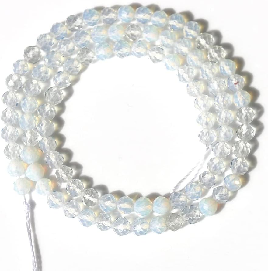 Song Xi 90pcs 4mm Natural Opal Gemstone Beads Faceted Round Loose Stone Beads for Jewelry Making