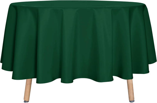 sancua Round Tablecloth - 90 Inch - Water Resistant Spill Proof Washable Polyester Table Cloth Decorative Fabric Table Cover for Dining Tables, Buffet Parties and Camping, Hunter Green