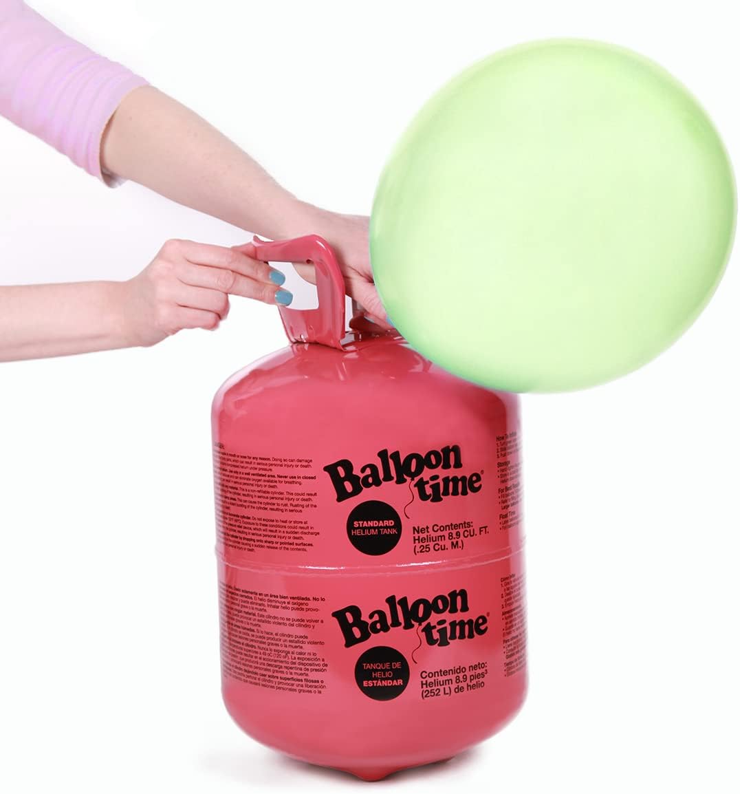 Helium Tank for Balloons At Home, 14.9 Cu Ft Helium Balloon Pump Kit with 50 Assorted Latex Balloons, White Curling Ribbon and Wholesalehome Balloon Tie Tool