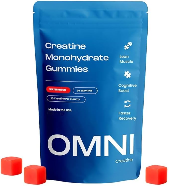 Creatine Monohydrate Gummies - Supports Muscle Growth, Recovery & Brain Function - Convenient & Easy to Take - Great Tasting Watermelon Flavor - 1g per Gummy, Low Sugar - 90 Count
