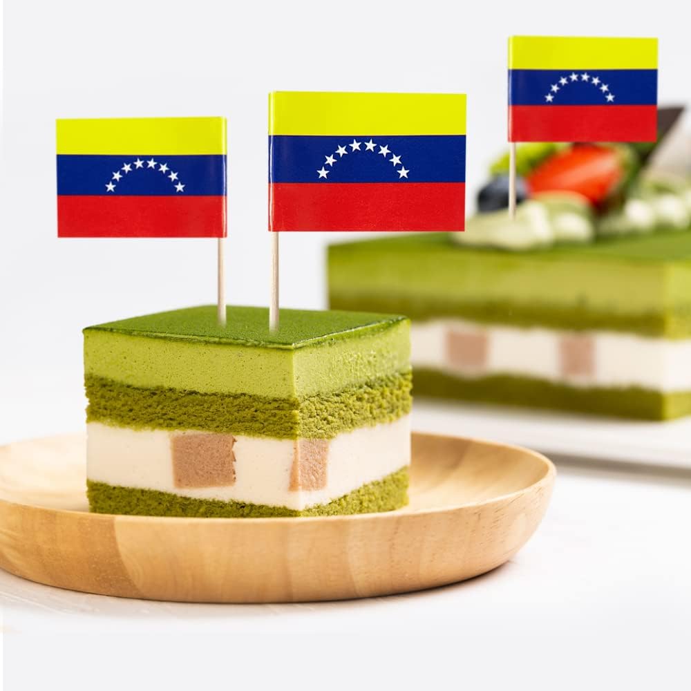 Venezuela Flag Venezuelan Flag, Small Mini Venezuela Toothpick Flags for Food, Cupcakes, Cocktails, Appetizers, Bar Party Decorations