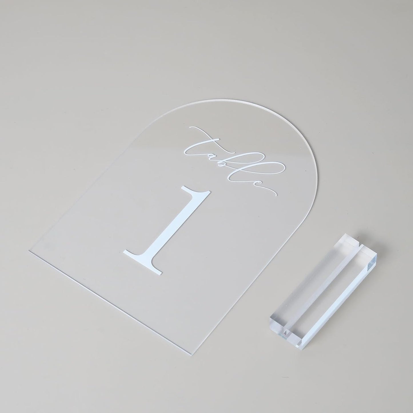 JINMURY Clear Arch Table Numbers for Wedding, 5x7 Inch Arched Acrylic Table Numbers 1-15 with Stands, Clear Acrylic Arch Sign with Holder for Centerpiece, Reception, Wedding, Party, Event