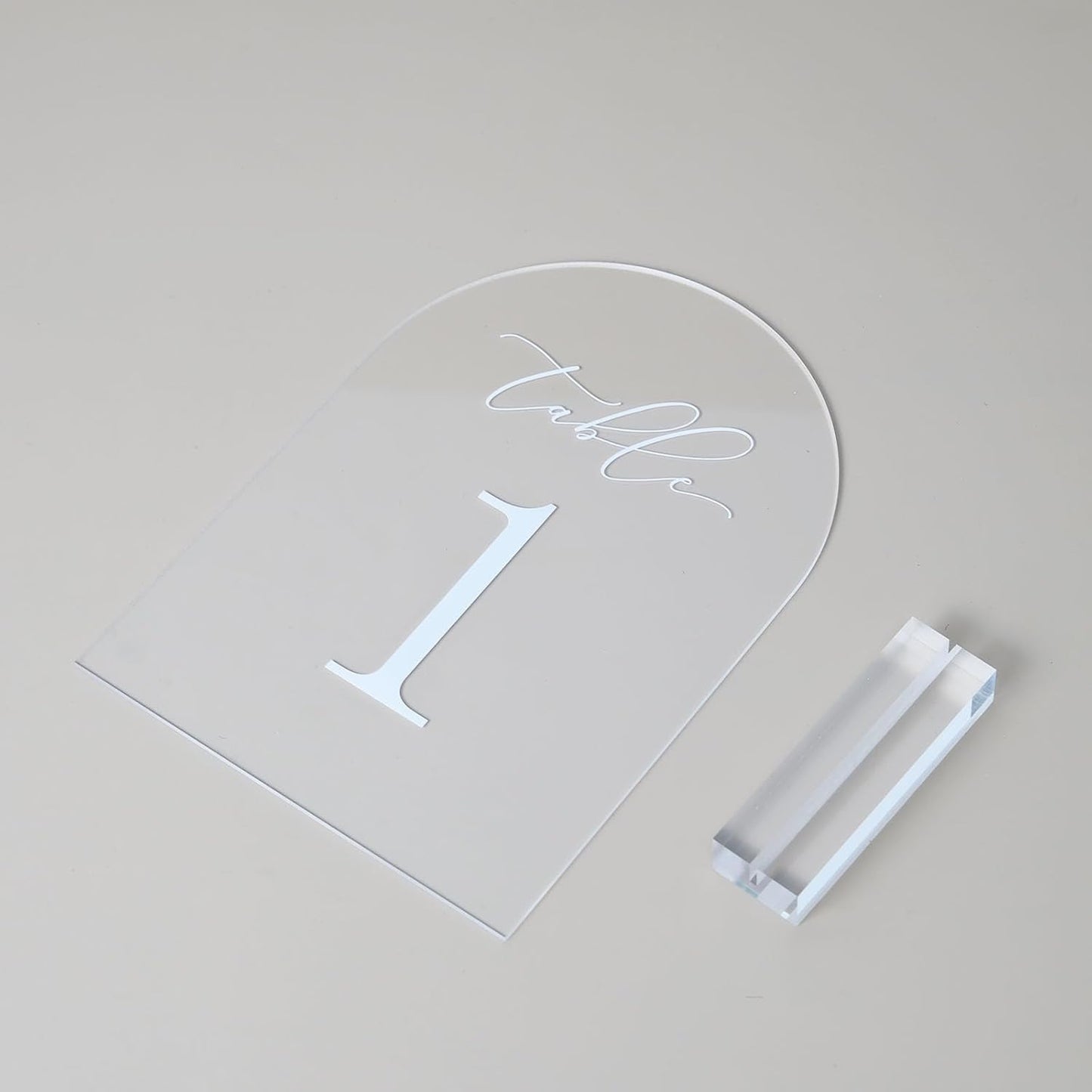 JINMURY Clear Arch Table Numbers for Wedding, 5x7 Inch Arched Acrylic Table Numbers 1-30 with Stands, Clear Acrylic Arch Sign with Holder for Centerpiece, Reception, Wedding, Party, Event