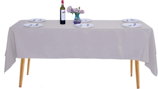 Ascoza 2pack 60x120 Inch Silver Rectangular Tablecloth 6 Feet Table Cloth in Polyester Fabric for Wedding/Banquet/Restaurant/Parties