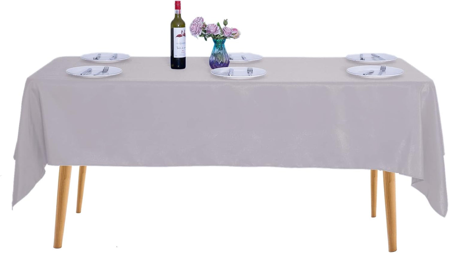 Ascoza 2pack 60x102 Inch Silver Rectangular Tablecloth 6 Feet Table Cloth in Polyester Fabric for Wedding/Banquet/Restaurant/Parties
