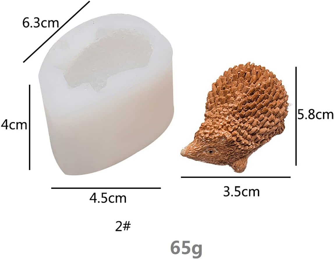 Cute 3D Hedgehog Scented Candle Mold 2 Pack Hedgehog Mold Silicone Mold for Candles Home Decoration Silicone Mold for Resin Hedgehog Resin Mold Cartoon Mold Animal Resin Mold