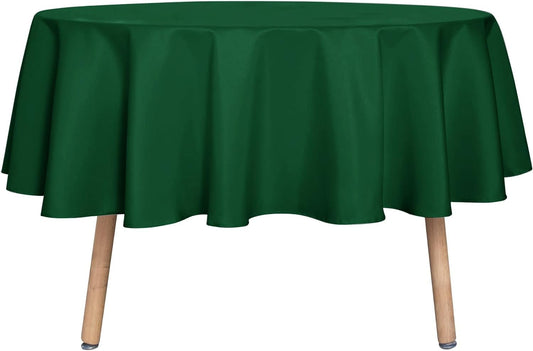 sancua Round Tablecloth - 70 Inch - Water Resistant Spill Proof Washable Polyester Table Cloth Decorative Fabric Table Cover for Dining Tables, Buffet Parties and Camping, Hunter Green