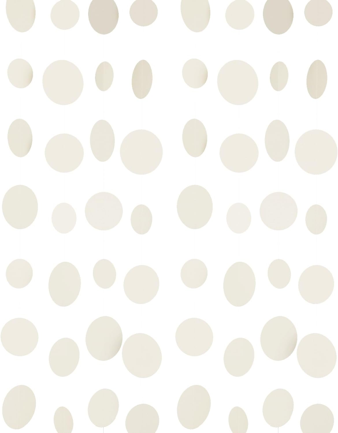 Beige Neutral Party Garland - Multi-Size Circles (3''/2.5''/2'') for Birthday Wedding Baby Shower, 10ft/Strand with 30 Dots, 2 Pack
