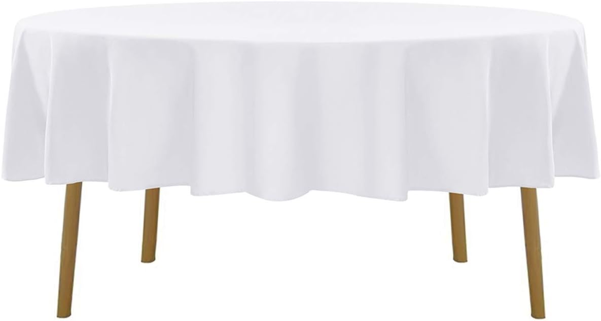 70 inch Round Tablecloth Washable Polyester Table Cloth Decorative Table Cover for Wedding Party Dining Banquet（70 inch,White）