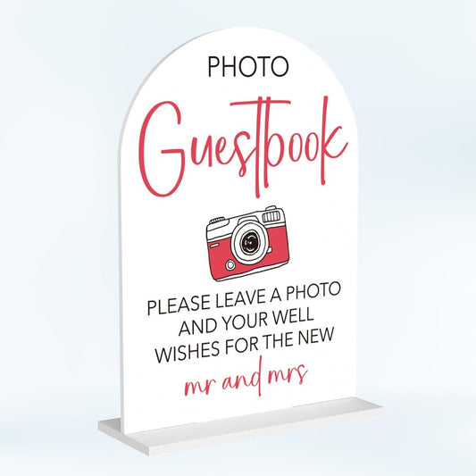 Wedding Photo Guest Book Sign Acrylic Arch Wedding Bridal Shower Baby Shower Welcome Table Signs for Ceremony and Reception Decor 7 x 5 Inches