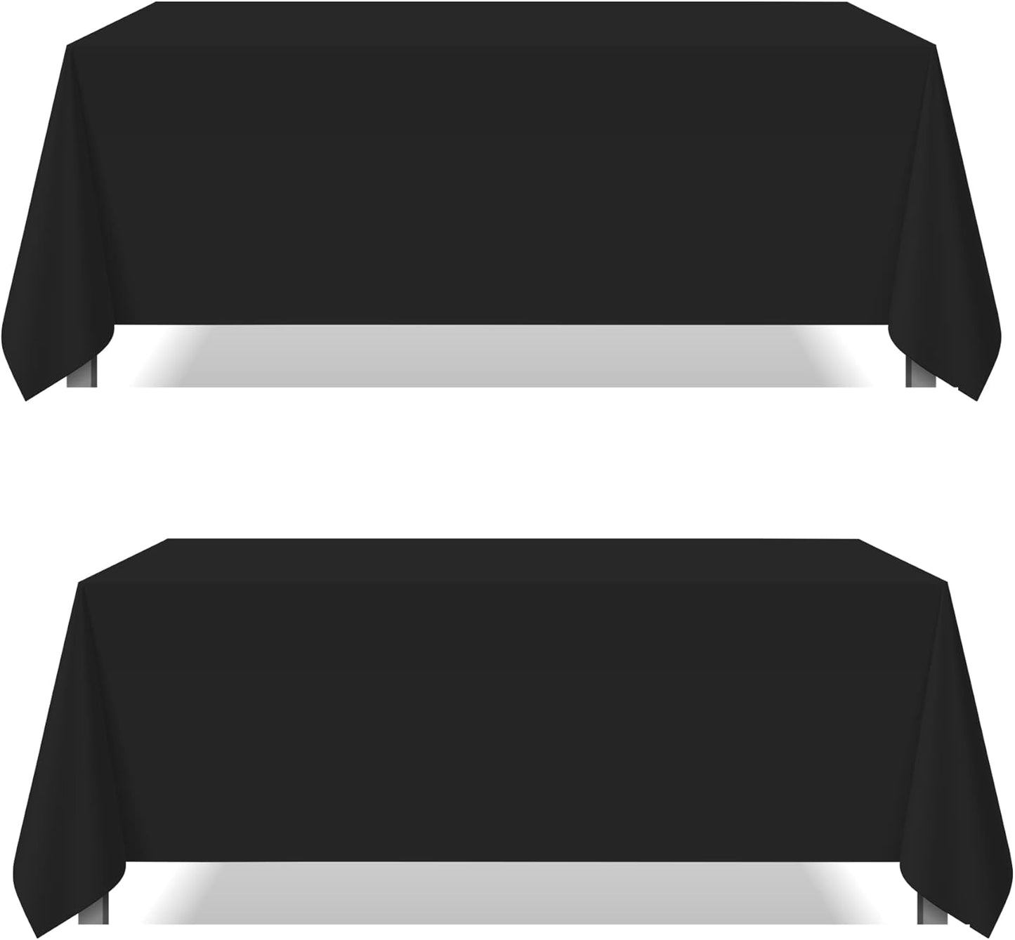 Pomp Black 90" x 132" Poplin Polyester Tablecloth (2 Pack) | Wrinkle + Stain Resistant Easy Care Premium Fabric | Fits 6FT Rectangle Table