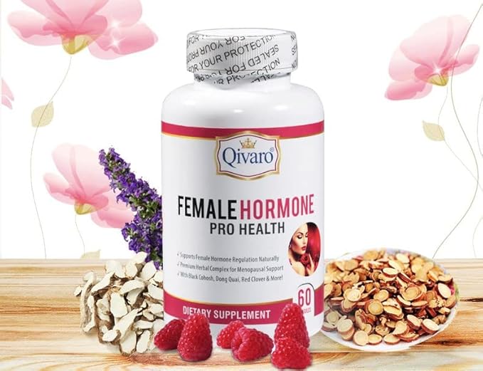 Female Hormone Supplement - Menopause Support Capsules for Women - Womens Hormone Support with Black Cohosh, Red Clover, Blessed Thistle, Wild Yam, & Raspberry - 60 Vegetable Capsules