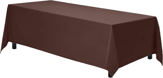 Gee Di Moda Rectangle Tablecloth - 90 x 156 Inch Chocolate Table Cloth for 8 Foot Table with Floor-Length Drop - Heavy Duty Washable Fabric - 8 Ft Buffet Table, Holiday Party, Wedding & Baby Shower