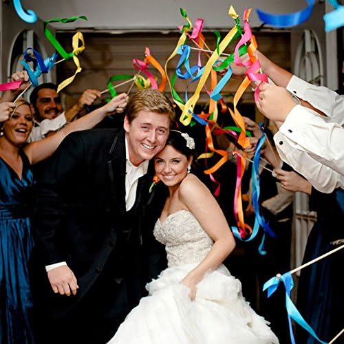 30 Pack Ribbon Wedding Wands Sticks Wedding Party Favors Streamers with Gold Bells Fairy Wand for Party Activities Baby Shower Holiday Celebration (Royal Blue)