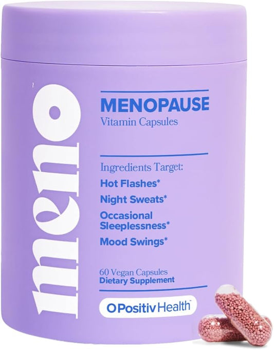 O Positiv MENO Vitamins for Menopause - Hormone-Free Menopause Supplement for Women - Black Cohosh & Ashwagandha KSM-66 - Helps Relieve Hot Flashes, Night Sweats, Mood Swings - 30 Servings (Pack of 1)
