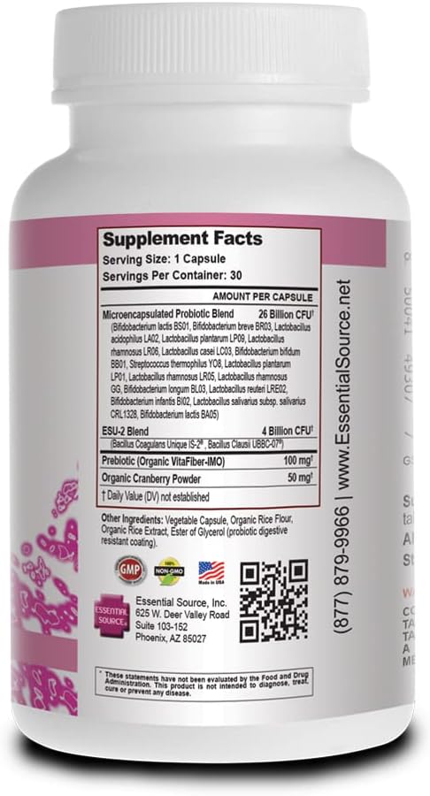 Triactive Biotics for Women - Probiotics for Women with 18 Strains, Organic VitaFiber Prebiotic & Cranberry to Digestive Support, Immune Defense, Urinary, Vaginal Health - 30 Capsules