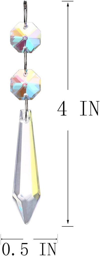 H&D HYALINE & DORA 20pcs 55mm Suncatcher Aurora Chandelier Icicle Crystal Prisms Pendant, Octagon Beads Decor Sun Catchers