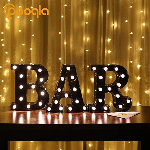 LED Illuminated Letter Marquee Sign - Alphabet Decorative Letters with Lights For Wedding Birthday Party Christmas Night Light Lamp Home Bar Decoration (G - Black)