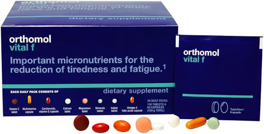 Orthomol Vital F Women's Multivitamin Tablets – 30-Day Supply for Enhanced Vitality, Energy, and Reduced Fatigue with Vitamins A, B, C, D, E, K, Calcium, Iodine & Omega-3