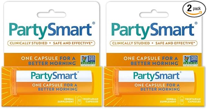 Himalaya PartySmart, One Capsule for a Better Morning, Plant-Based, Liver Support, Better Morning After Drinking, Clinically Studied, Non-GMO Project Verified, 12 Capsules, 2 Pack
