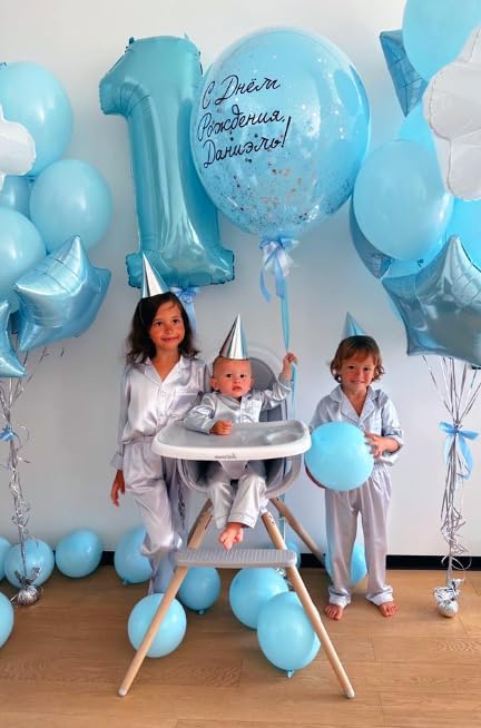 Pearl Blue 1 Number Balloon 40 inch, Number 1 Birthday Balloon for Boy Girl, Pearl Blue Foil One Balloon for 1st 10 11 12 16 18 Birthday Party, Anniversary Celebration Number Balloons Decorations