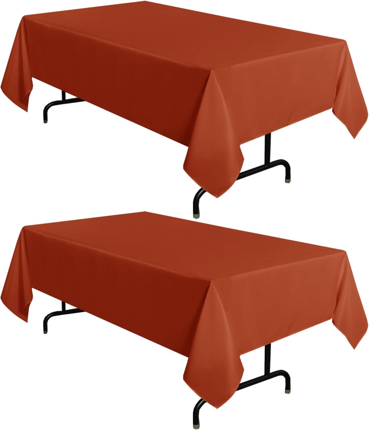 sancua 2 Pack Fall Tablecloth 60 x 102 Inch Rust, Rectangle Thanksgiving Burnt Orange Table Cloth for 6 Feet Tables - Stain and Wrinkle Resistant Washable Polyester Table Cover for Dining Parties
