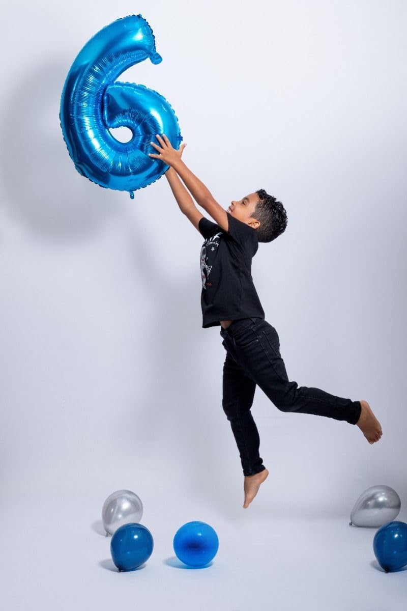 40 inch Dark Blue Number 6 Large Numbers Balloon 0-9 Birthday Party,Foil Mylar Big Balloon Digital 6 for 6 16 26 66 Birthday Party,Wedding, Anniversary Supplies Decorations