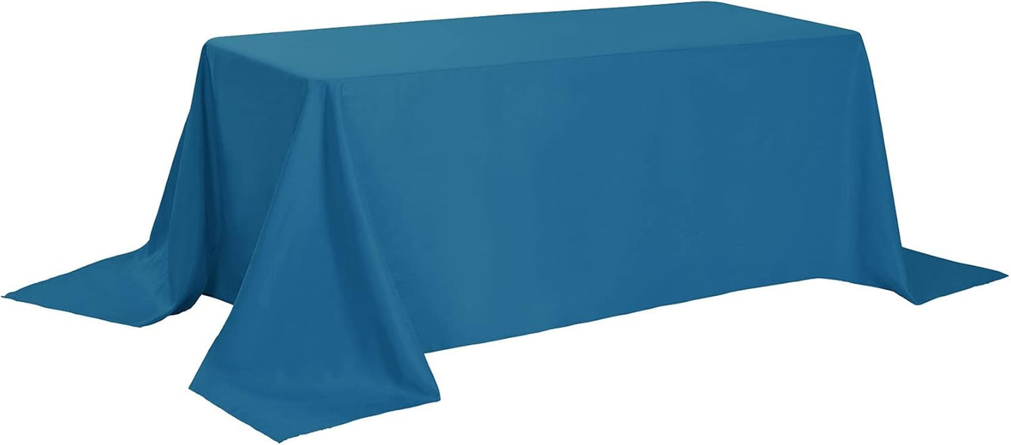 Rectangle Tablecloth 90x132 inch Washable Polyester Fabric Table Cloth for Wedding Party Dining Banquet Decoration（90x132, Mediterranean Blue）