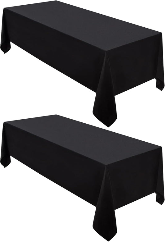 Surmente 2 Pack Black Tablecloth 60 x 102-inch Rectangular Polyester Table Cloth for Weddings, Banquets, or Restaurants