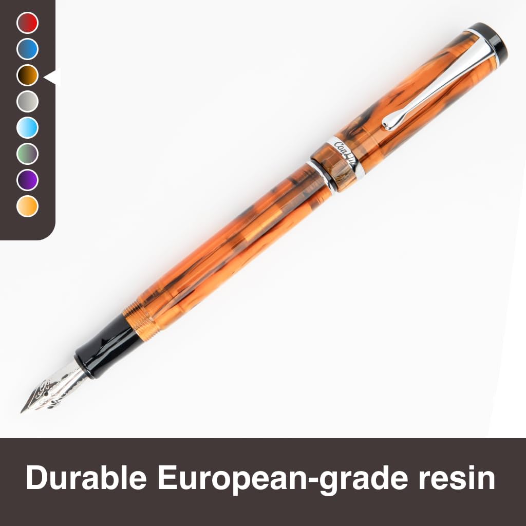 Conklin Duragraph Fountain Pen Amber - Broad Nib, Luxury Writing Instrument with Warm Amber Finish