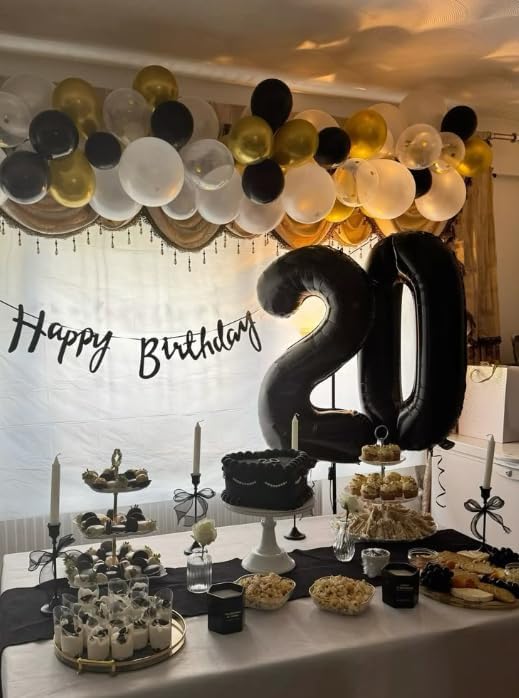 Black 40 Inch 10 Number Balloons, Balloon Decorations for 10 Birthday, Foil Giant 10 Birthday Graduations Anniversary Party