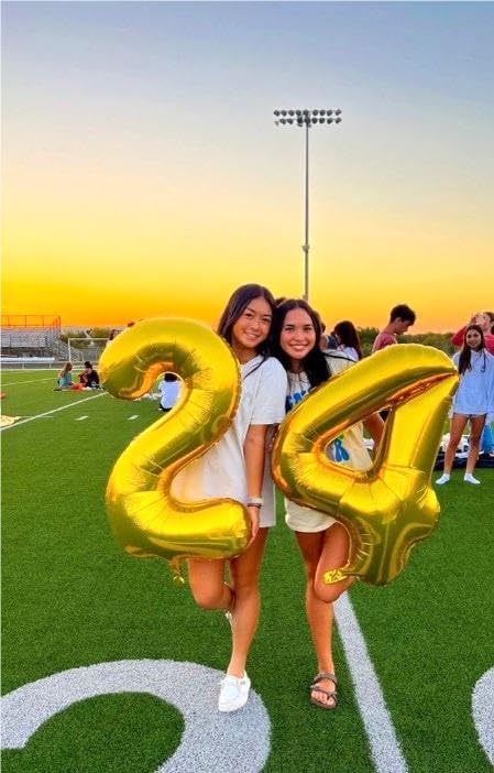 40 Inch Gold Large Number 24 42 Birthday Balloon, Giant Numbers 24 42 Balloons, Foil Mylar Big Balloons for Anniversary Graduation Supplies Decorations