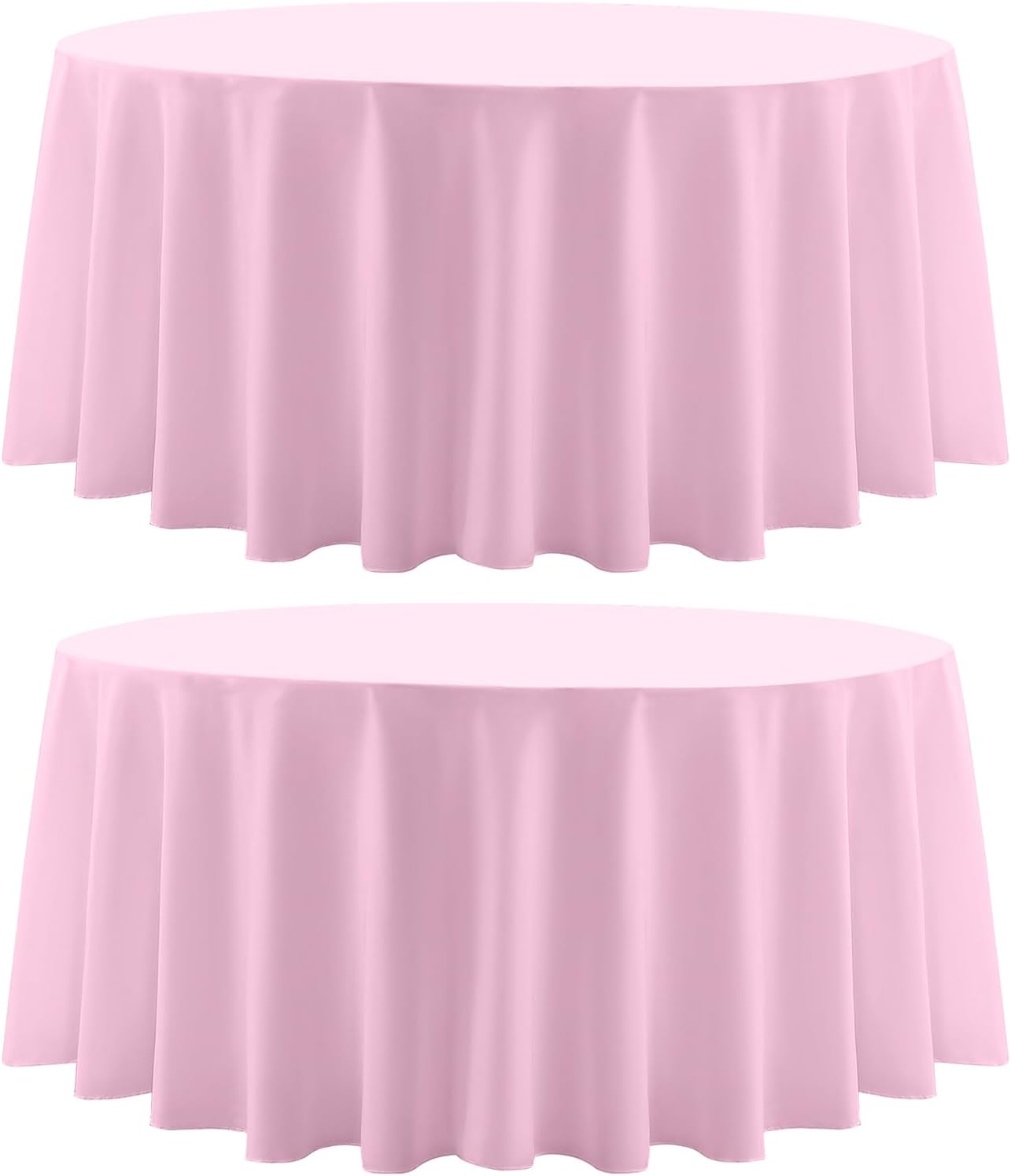 Round Tablecloth 2 Pack 90 Inch Pink Tablecloths Washable Decorative Linen Polyester Table Clothes Cover for Dining Table Banquets Buffet Parties and Wedding