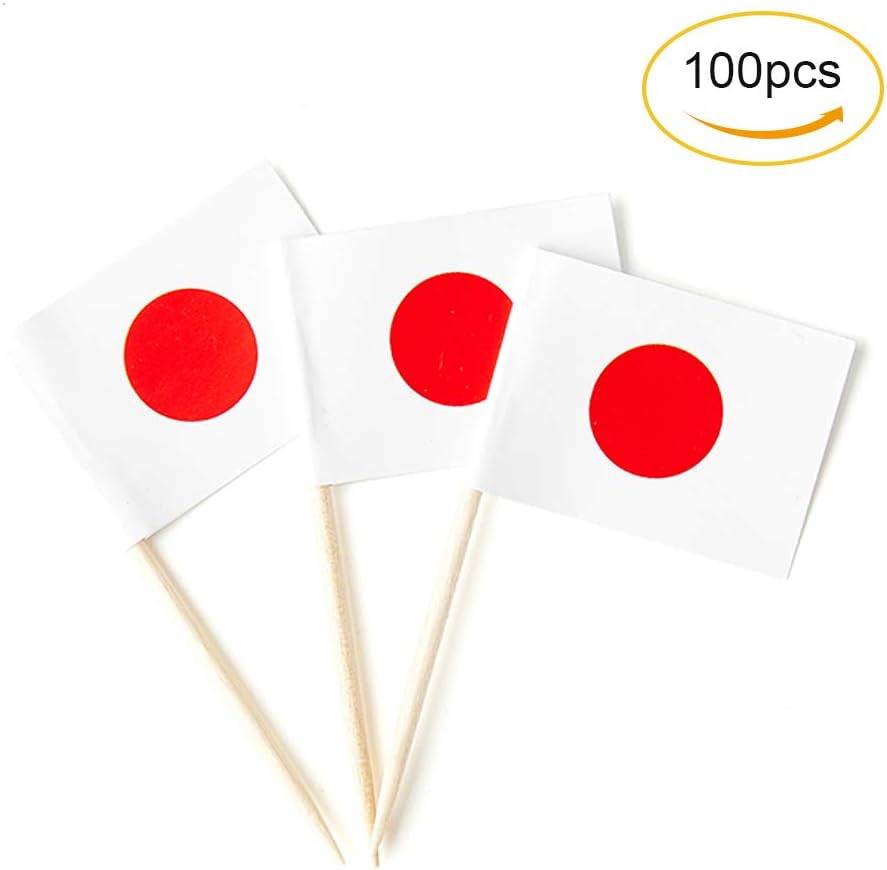 Japan Flag Japanese Flag, Small Mini Japan Toothpick Flags for Food, Cupcakes, Cocktails, Appetizers, Bar Party Decorations