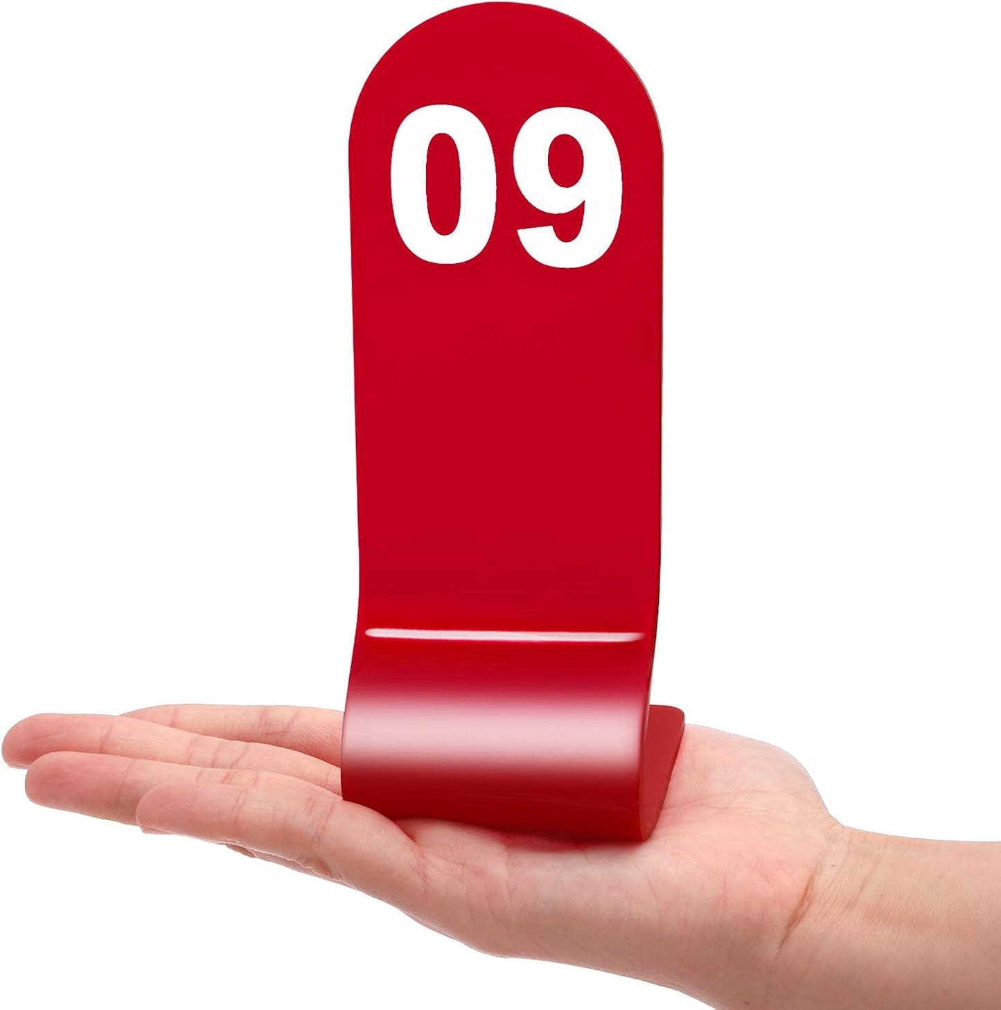 Okllen 1-30 Table Numbers Red, Restaurant Acrylic Order Numbers, Double Sided Table Number Card Signs for Wedding Party Seating Cafes Banquet