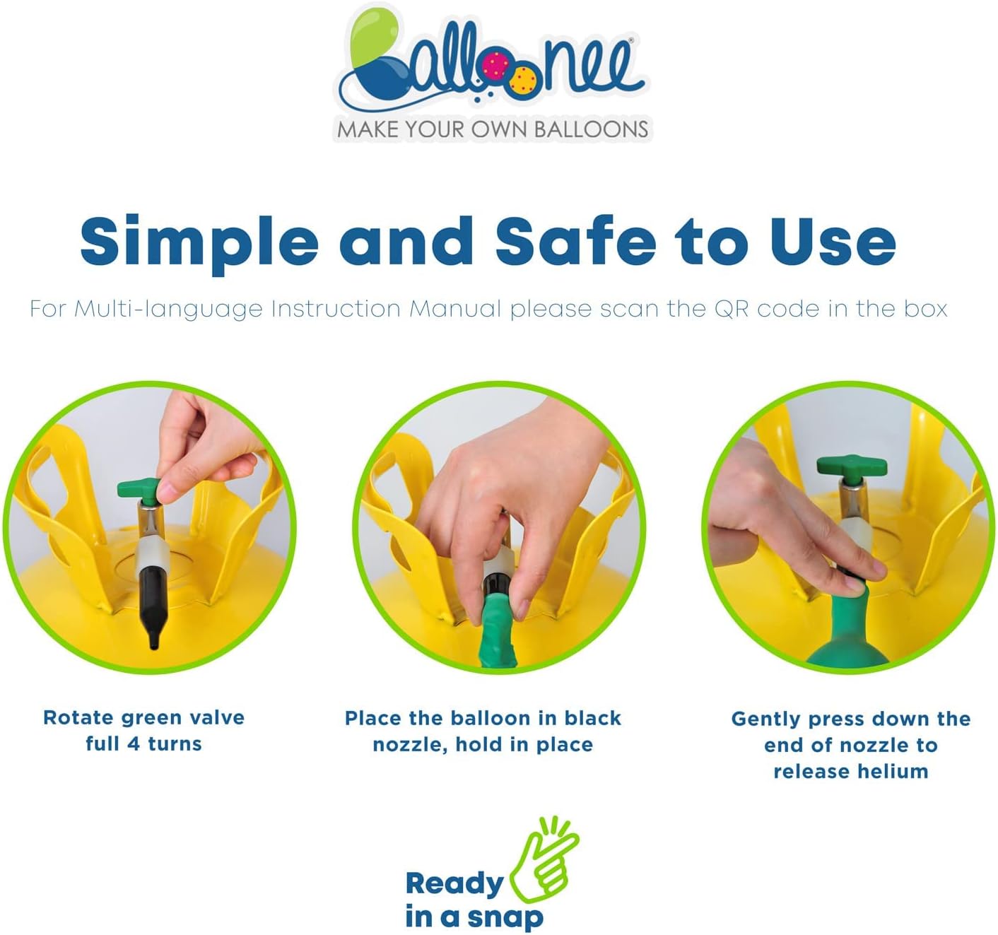 Jumbo Disposable Helium Party Kit - Pack of 4, Helium Tank for Balloons At Home, 13.5 Cu Ft Helium Balloon Pump Kit with 200 Assorted Latex Balloons, Portable for Celebrations