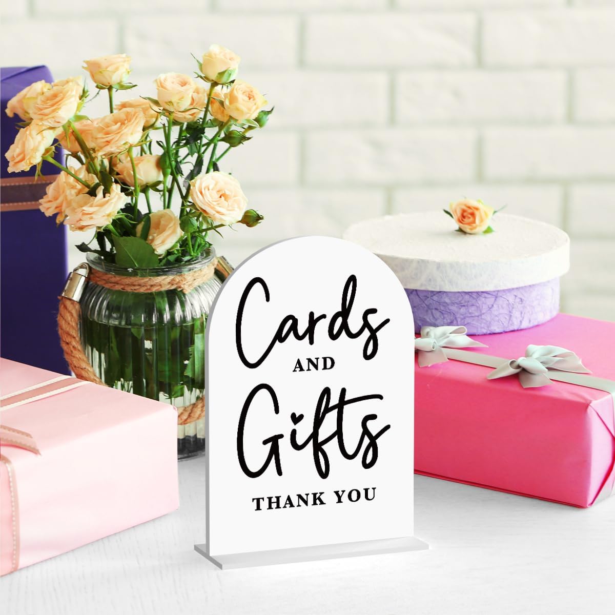 Acrylic Wedding Sign Cards and Gifts Sign for Wedding Wedding Signs for Ceremony Modern Calligraphy Arch Acrylic Table Top Sign for Wedding Reception and Event Party Table(white）