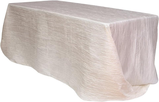YOUR CHAIR COVERS - 90 x 156 inch Rectangular Crinkle Taffeta Tablecloth - Ivory