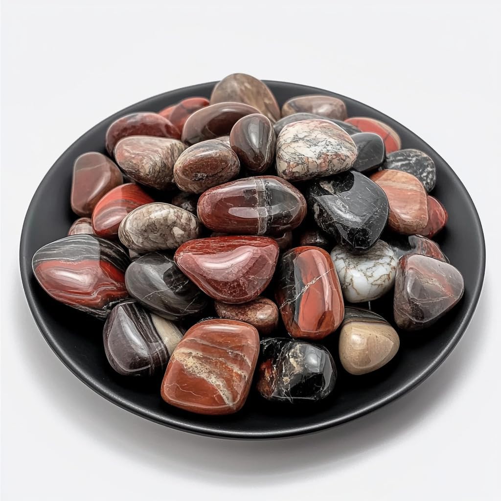 Petrified Wood Healing Crystal Stone Set - 24 Pieces, 0.6" Natural & Polished Stones for Healing, Meditation, Reiki, Chakra, Crafting & Decoration