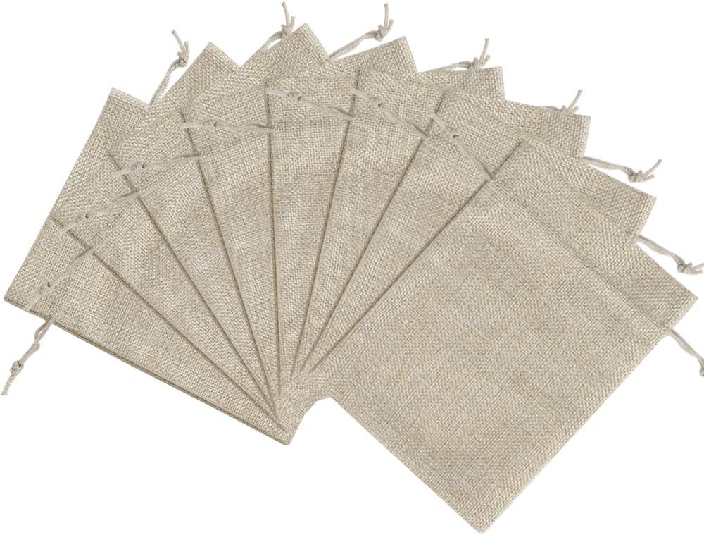 Lucky Monet 25/50/100PCS Burlap Gift Bags Wedding Hessian Jute Bags Linen Jewelry Pouches with Drawstring for Birthday, Party, Wedding Favors, Present, Art and DIY Craft (100Pcs, Cream, 3” x 4”)
