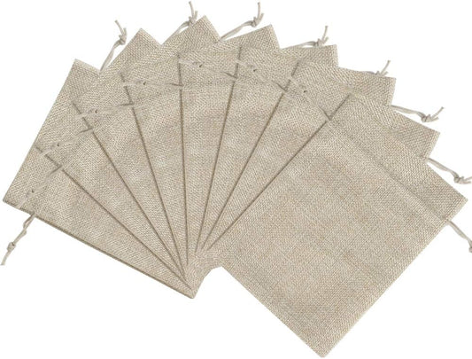 Lucky Monet 25/50/100PCS Burlap Gift Bags Wedding Hessian Jute Bags Linen Jewelry Pouches with Drawstring for Birthday, Party, Wedding Favors, Present, Art and DIY Craft (100Pcs, Cream, 3” x 4”)