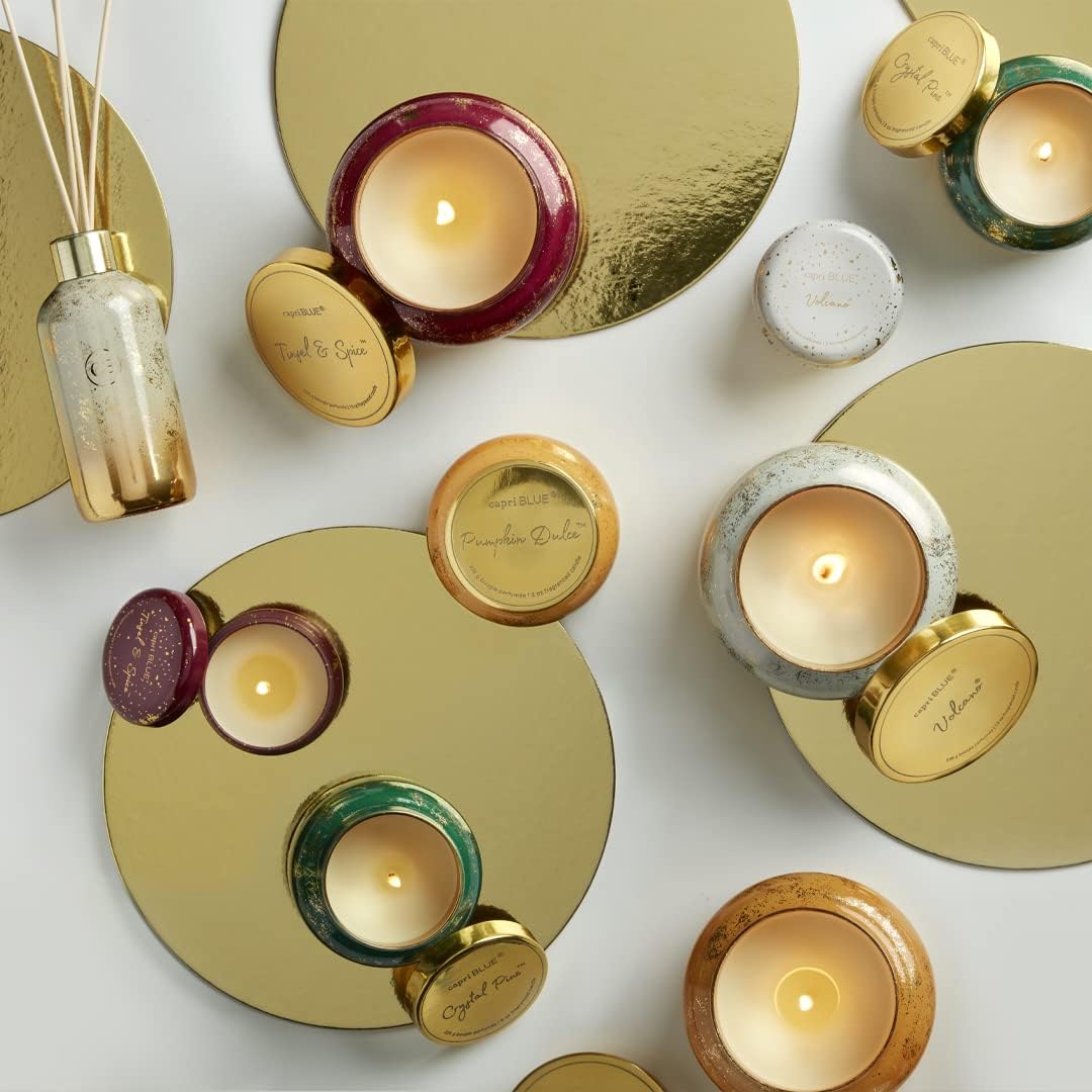 Capri Blue Glimmer Jar Candles - Luxury Holiday Scented Candles for Home - Long Lasting Soy Wax Blend - Scented Holiday & Home Decor - Crystal Pine Signature Jar (19 oz)